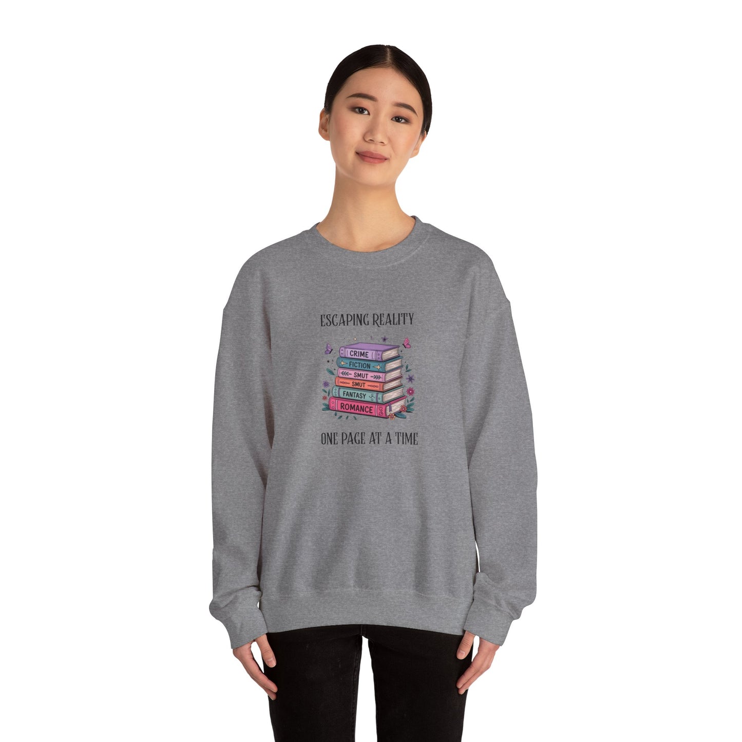 Escaping Reality One Page At A Time Heavy Blend™ Crewneck Sweatshirt
