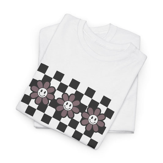 Checkered Flowers Heavy Cotton Tee
