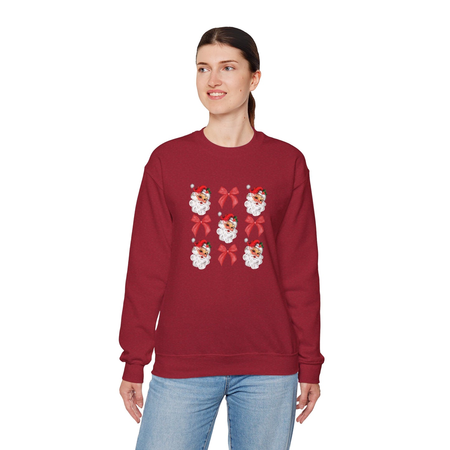 Christmas Bows & Santa Unisex Heavy Blend™ Crewneck Sweatshirt