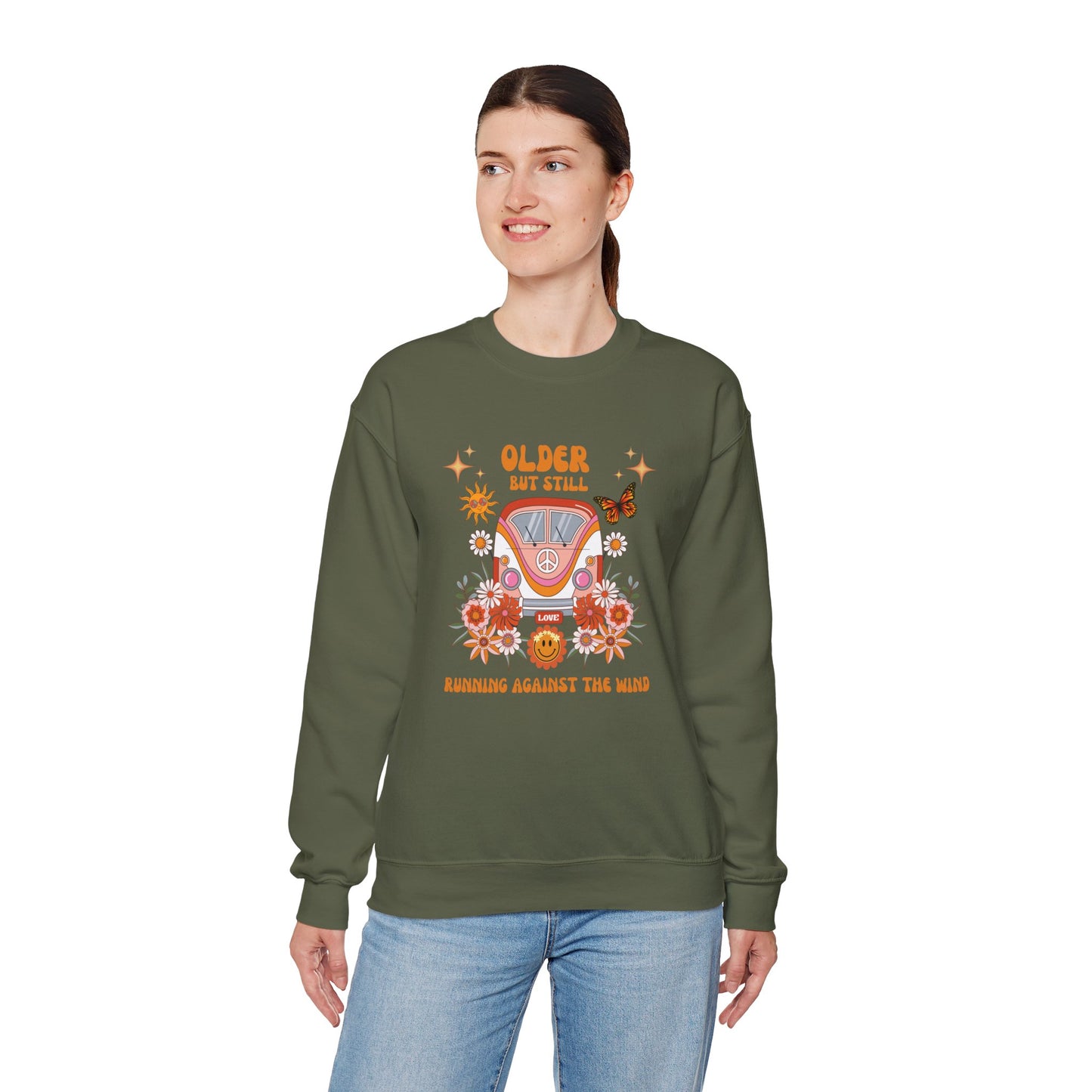 Older But Still Running Against The Wind Unisex Heavy Blend™ Crewneck Sweatshirt