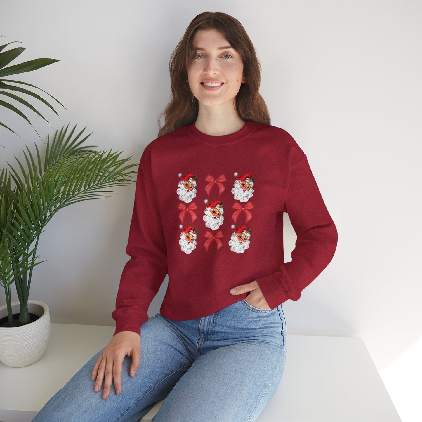 Christmas Bows & Santa Unisex Heavy Blend™ Crewneck Sweatshirt