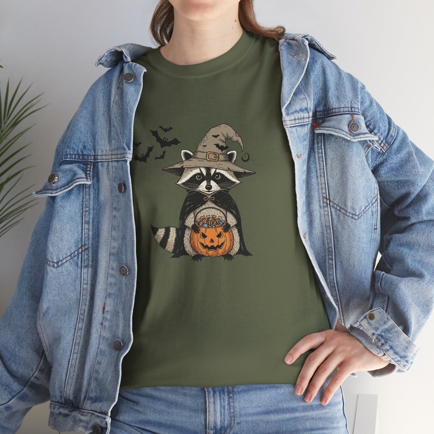 Halloween Raccoon Unisex Heavy Cotton Tee