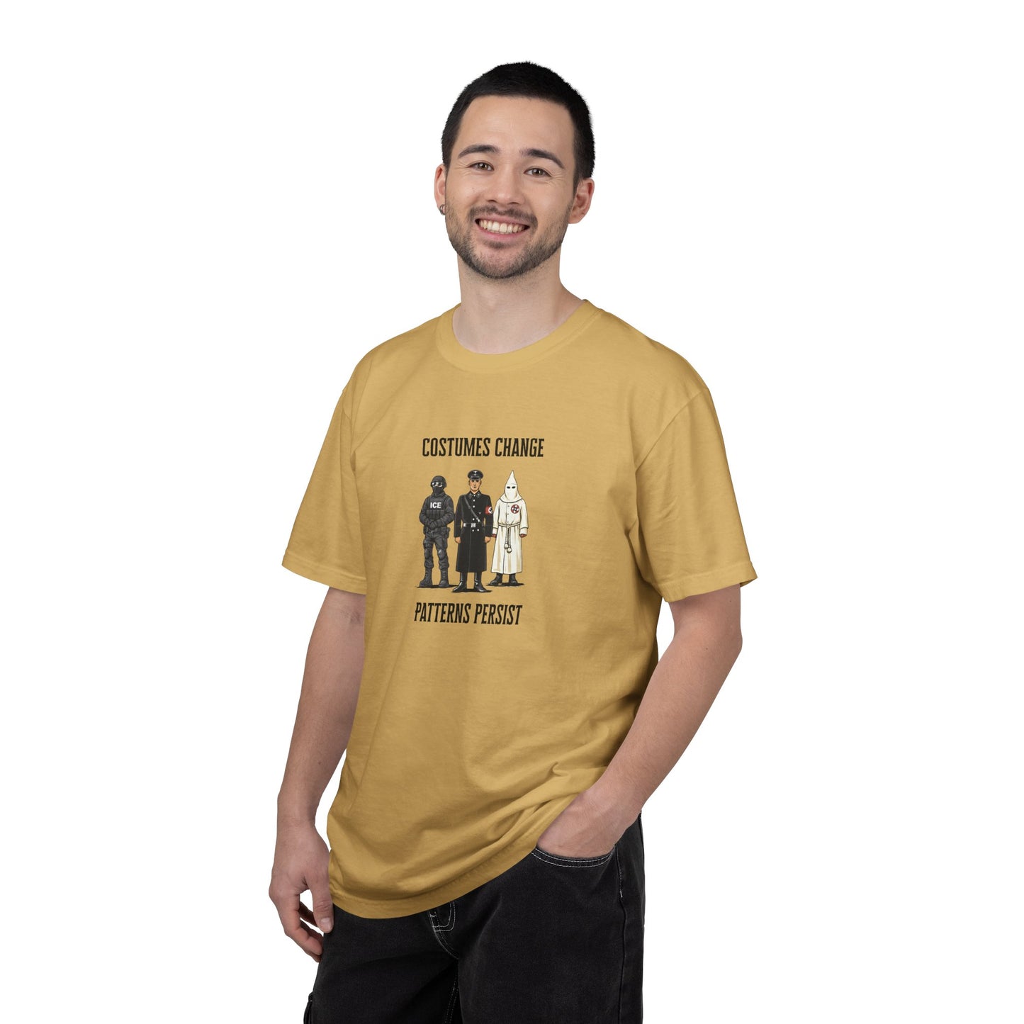 Costumes Change. Patterns Persist. Unisex Garment-Dyed T-shirt