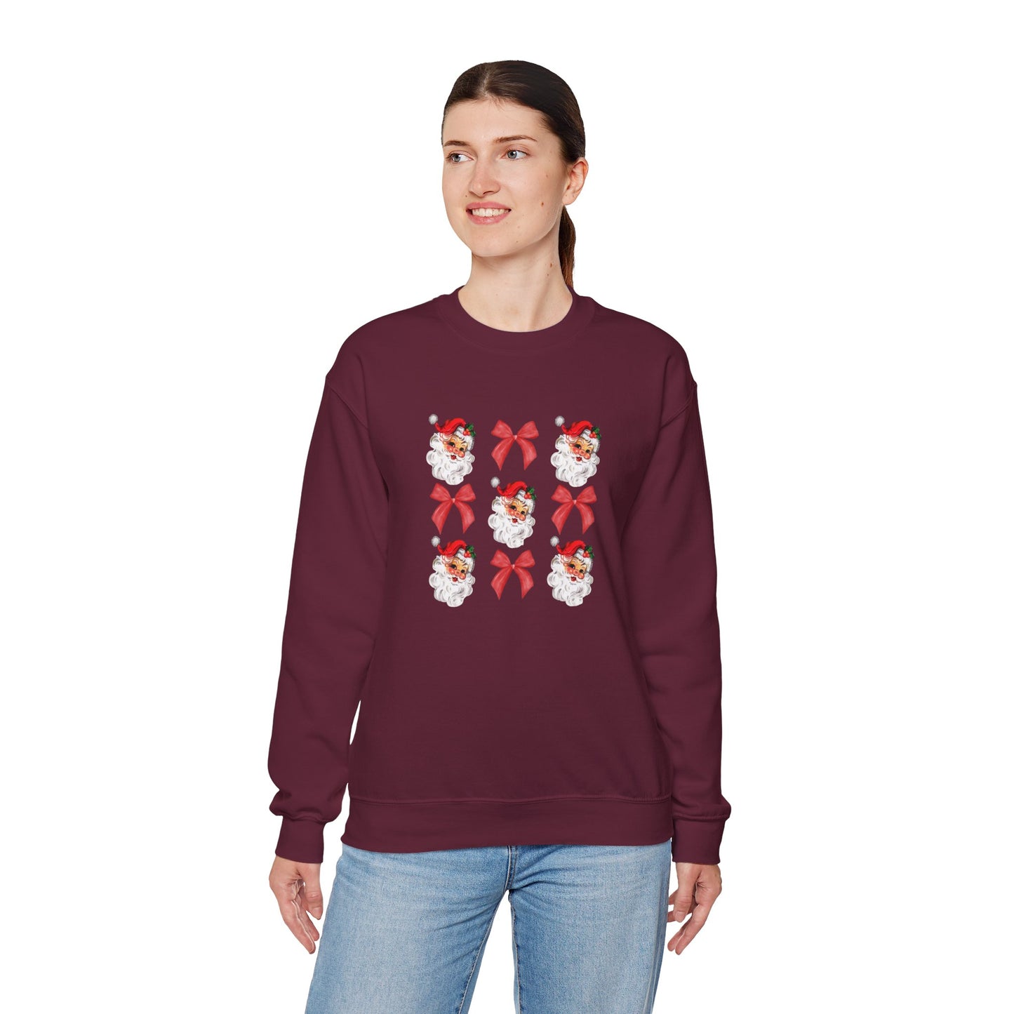 Christmas Bows & Santa Unisex Heavy Blend™ Crewneck Sweatshirt