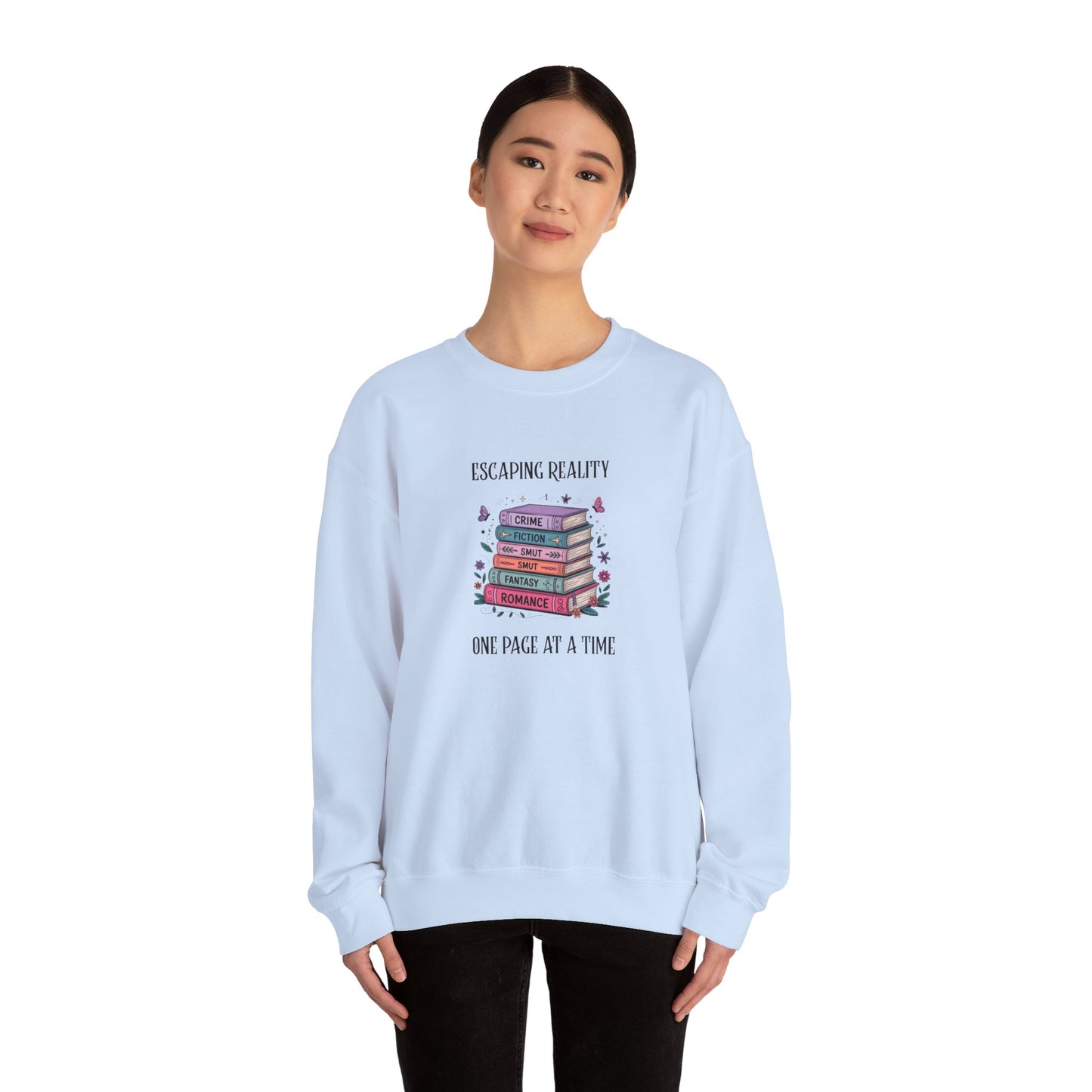 Escaping Reality One Page At A Time Heavy Blend™ Crewneck Sweatshirt