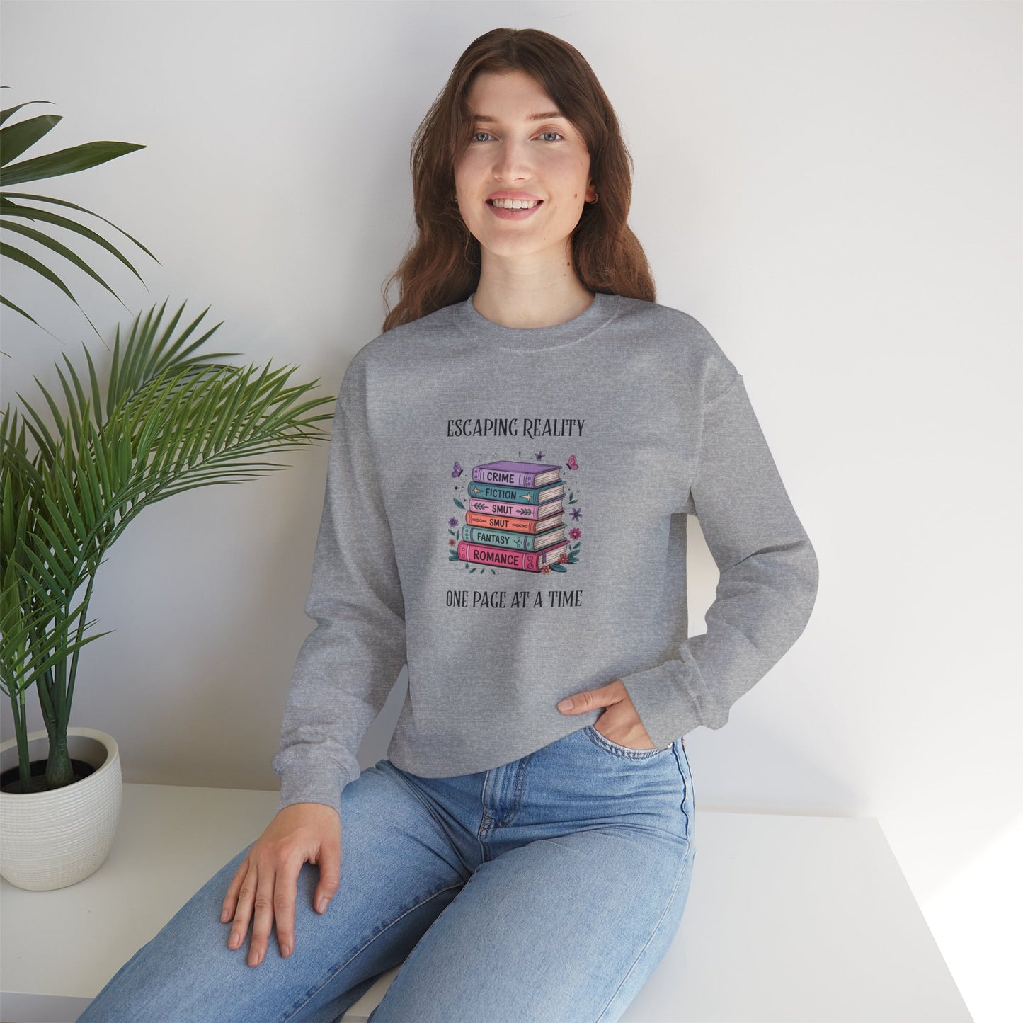 Escaping Reality One Page At A Time Heavy Blend™ Crewneck Sweatshirt