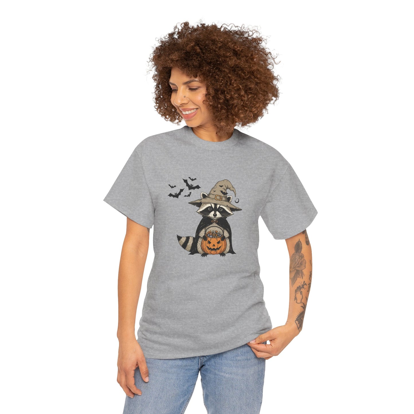 Halloween Raccoon Unisex Heavy Cotton Tee