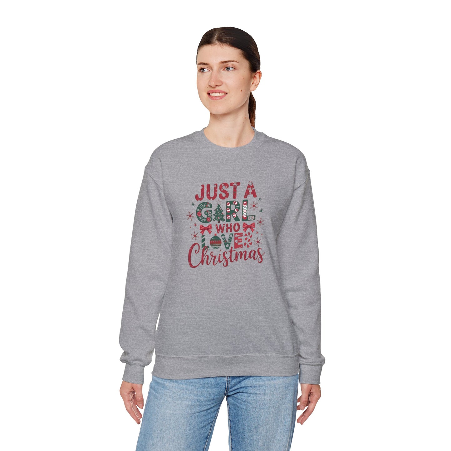 Just A Girl Who Loves Christmas Heavy Blend™ Crewneck Sweatshirt