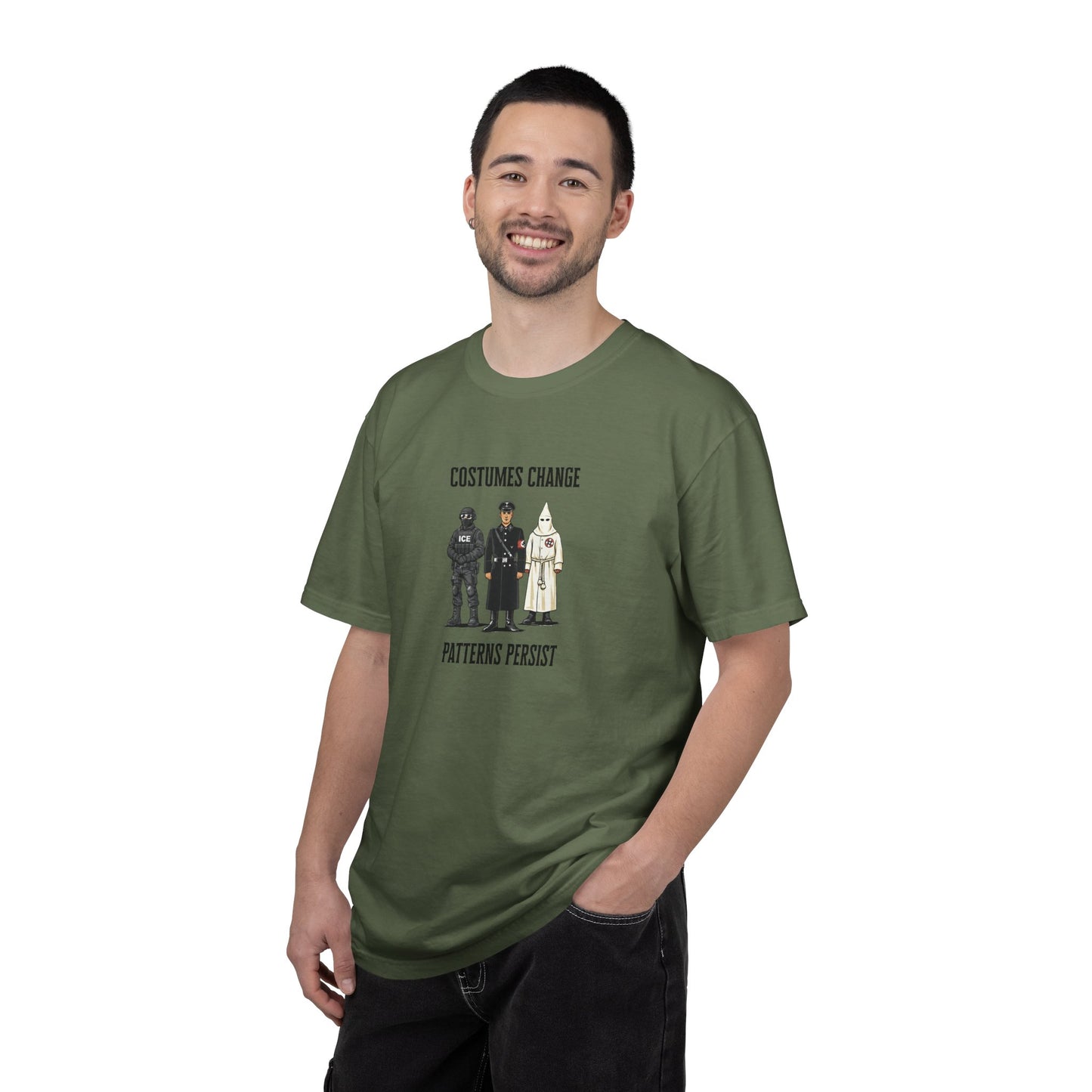Costumes Change. Patterns Persist. Unisex Garment-Dyed T-shirt