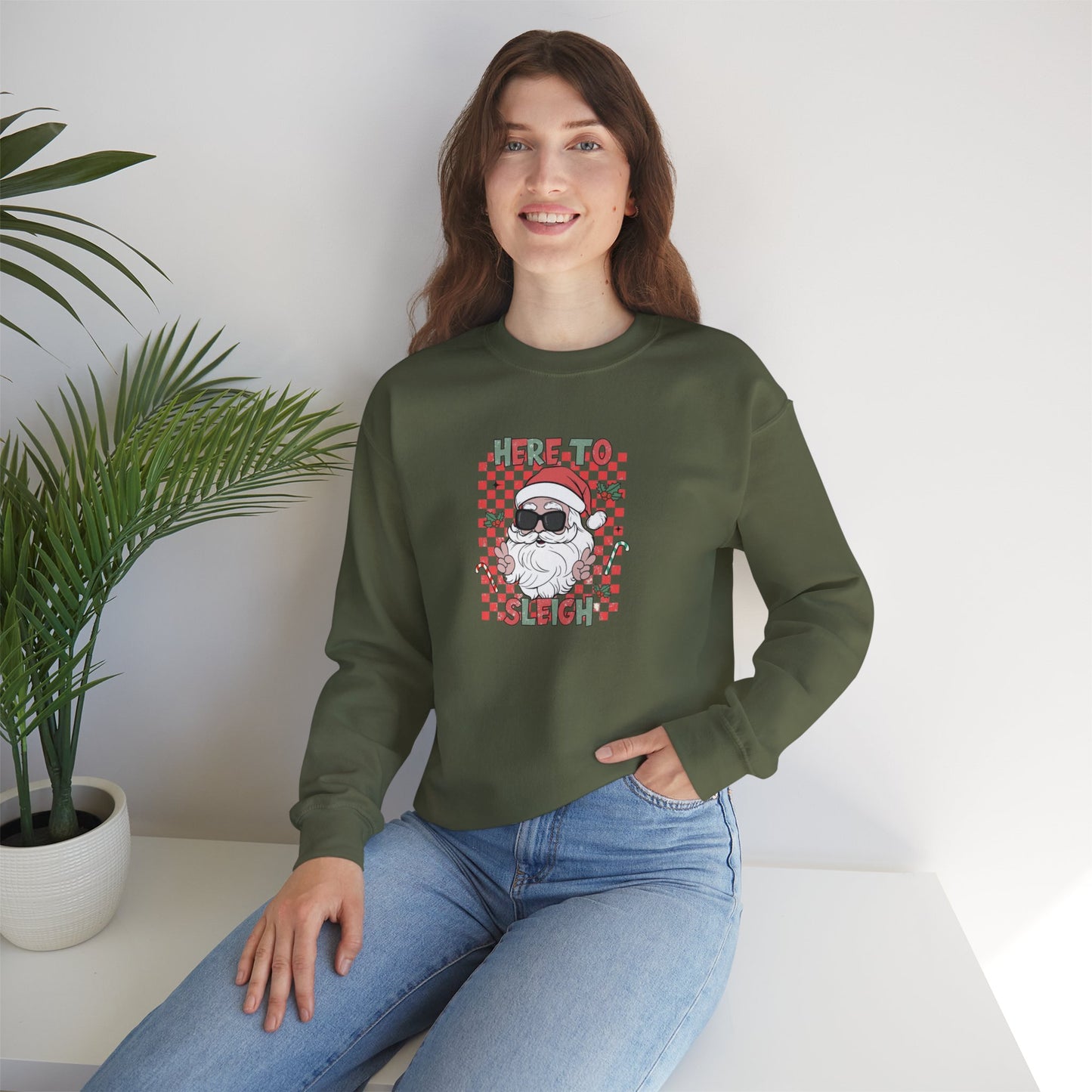 Here To Sleigh Heavy Blend™ Crewneck Sweatshirt