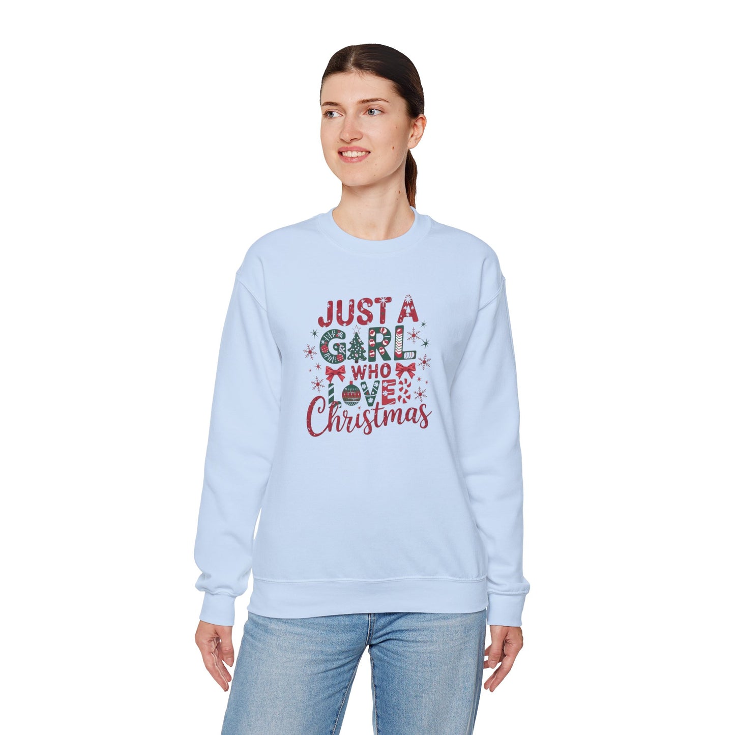 Just A Girl Who Loves Christmas Heavy Blend™ Crewneck Sweatshirt