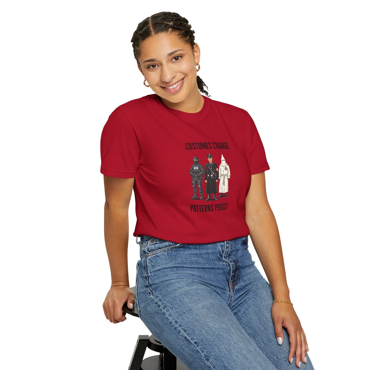 Costumes Change. Patterns Persist. Unisex Garment-Dyed T-shirt