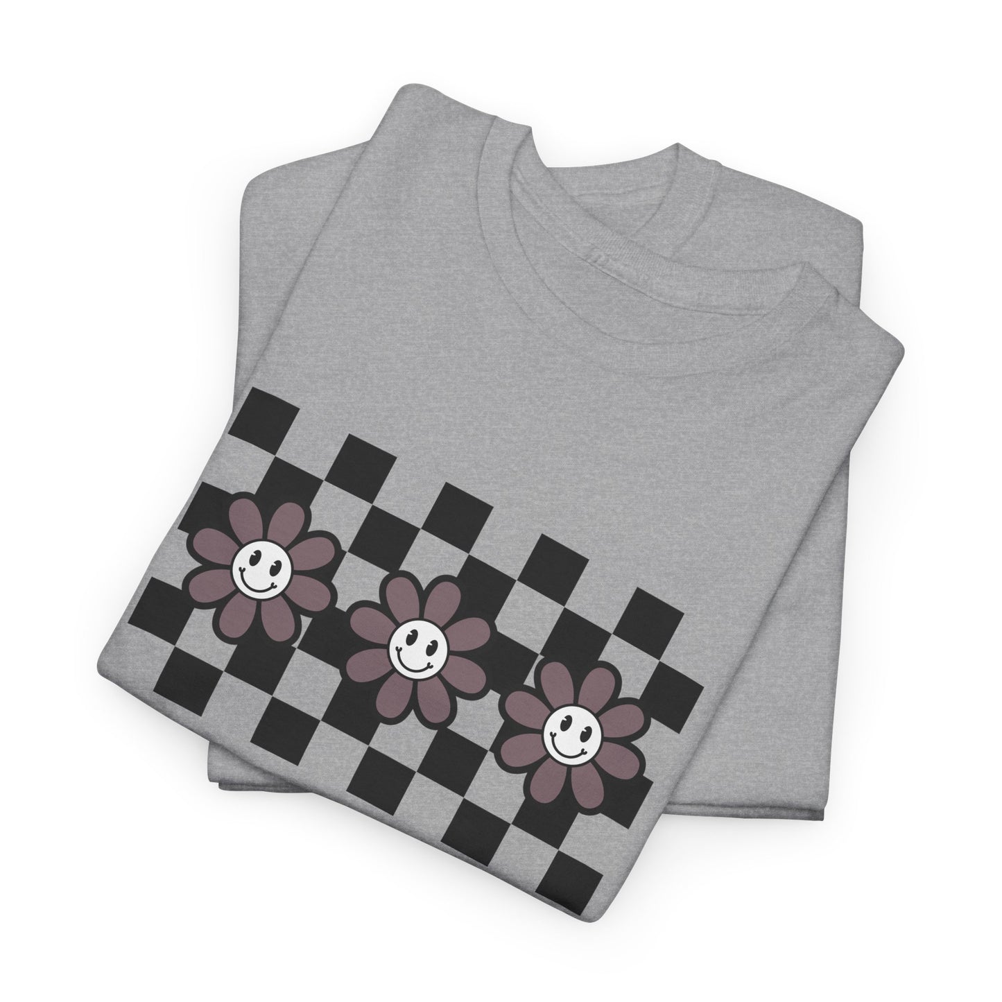 Checkered Flowers Heavy Cotton Tee