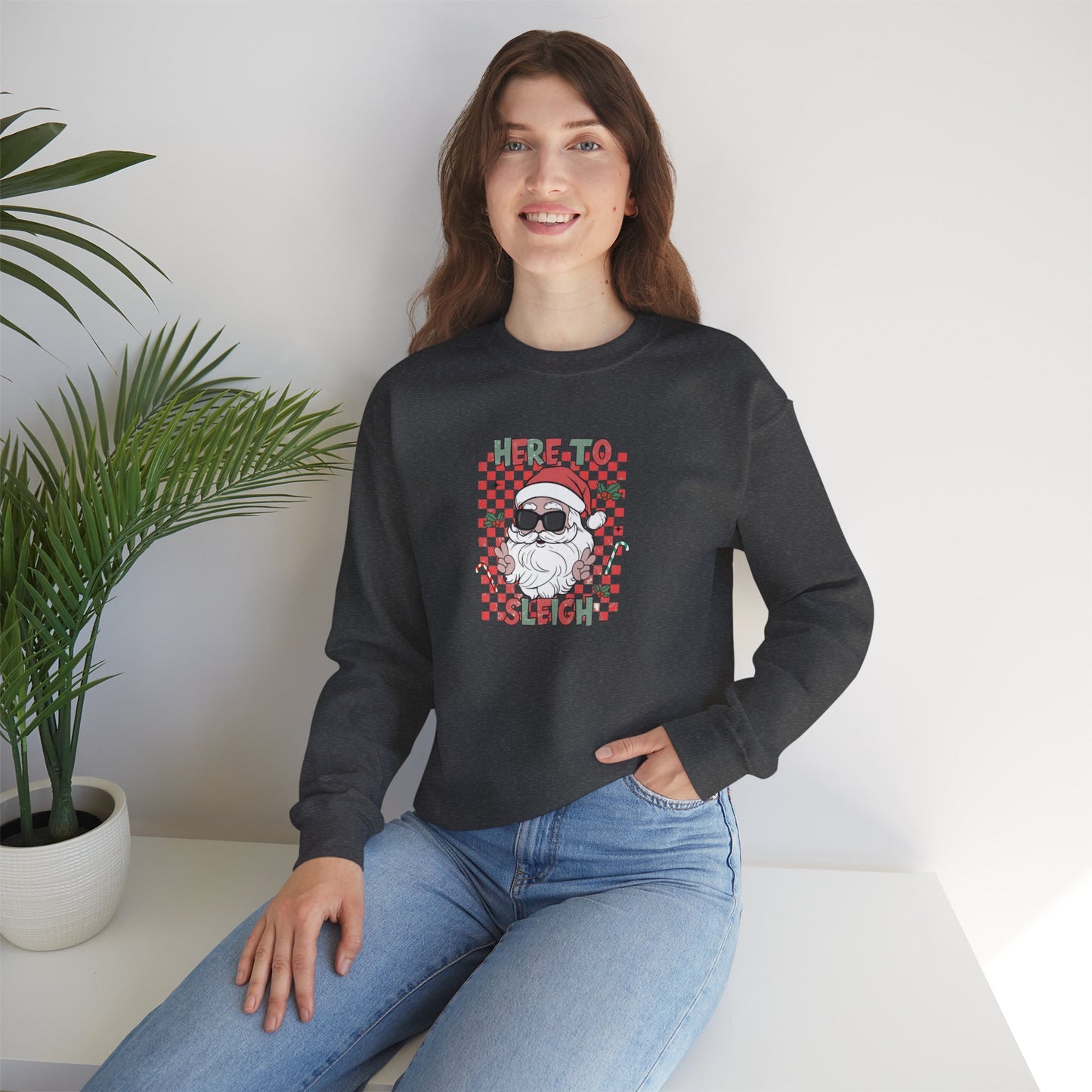 Here To Sleigh Heavy Blend™ Crewneck Sweatshirt