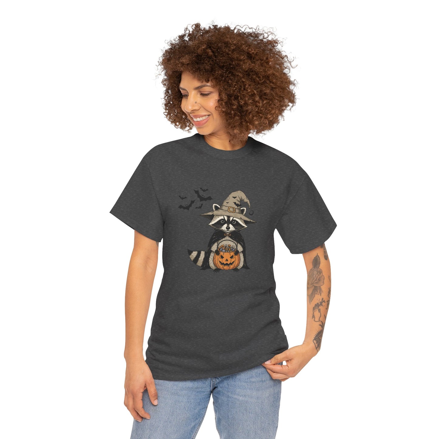 Halloween Raccoon Unisex Heavy Cotton Tee