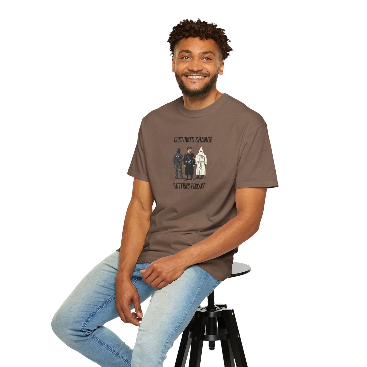 Costumes Change. Patterns Persist. Unisex Garment-Dyed T-shirt