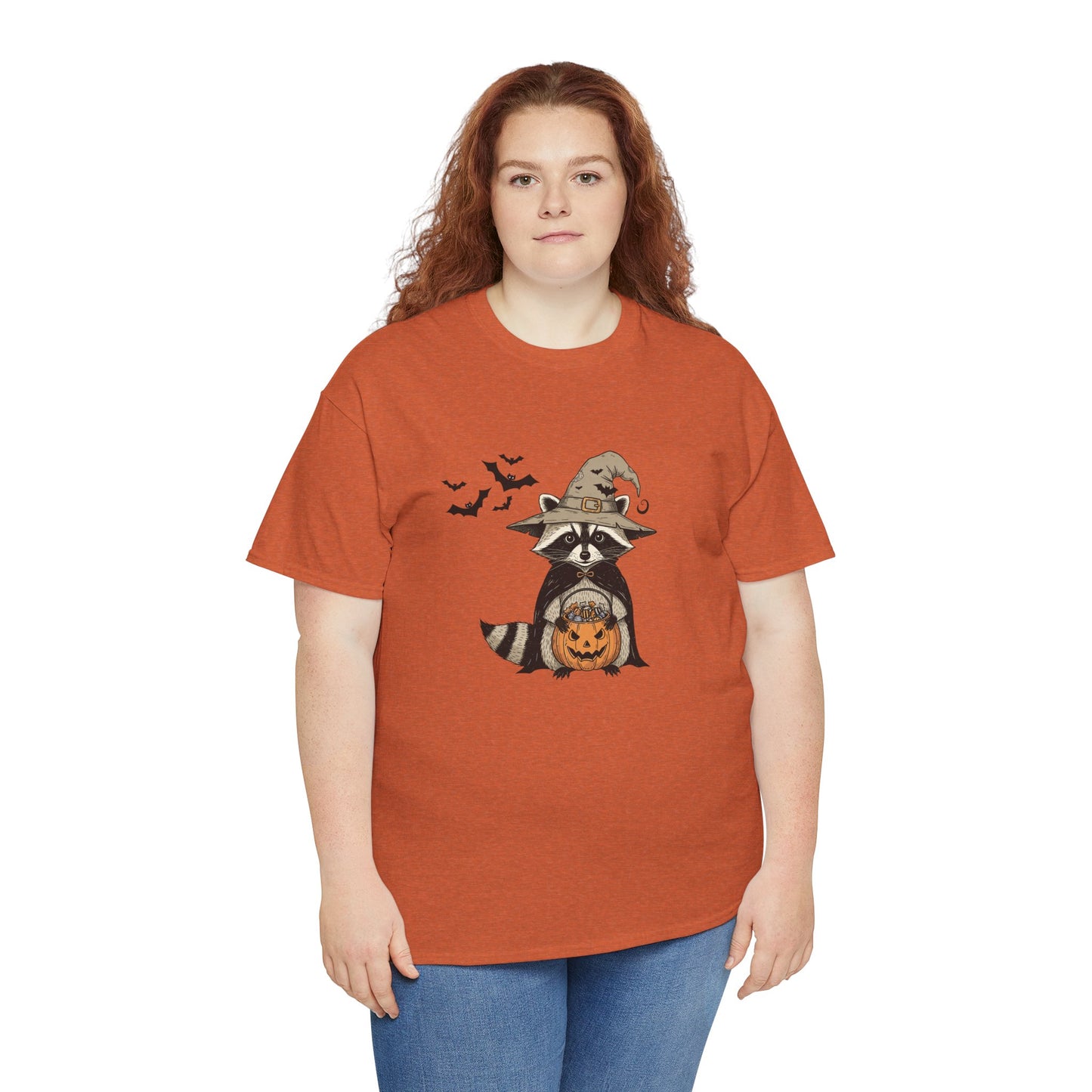 Halloween Raccoon Unisex Heavy Cotton Tee