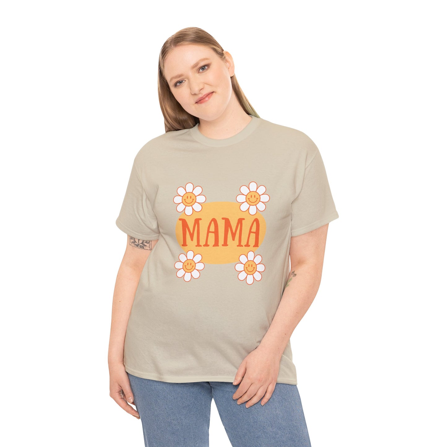 MAMA Retro Flowers Heavy Cotton Tee