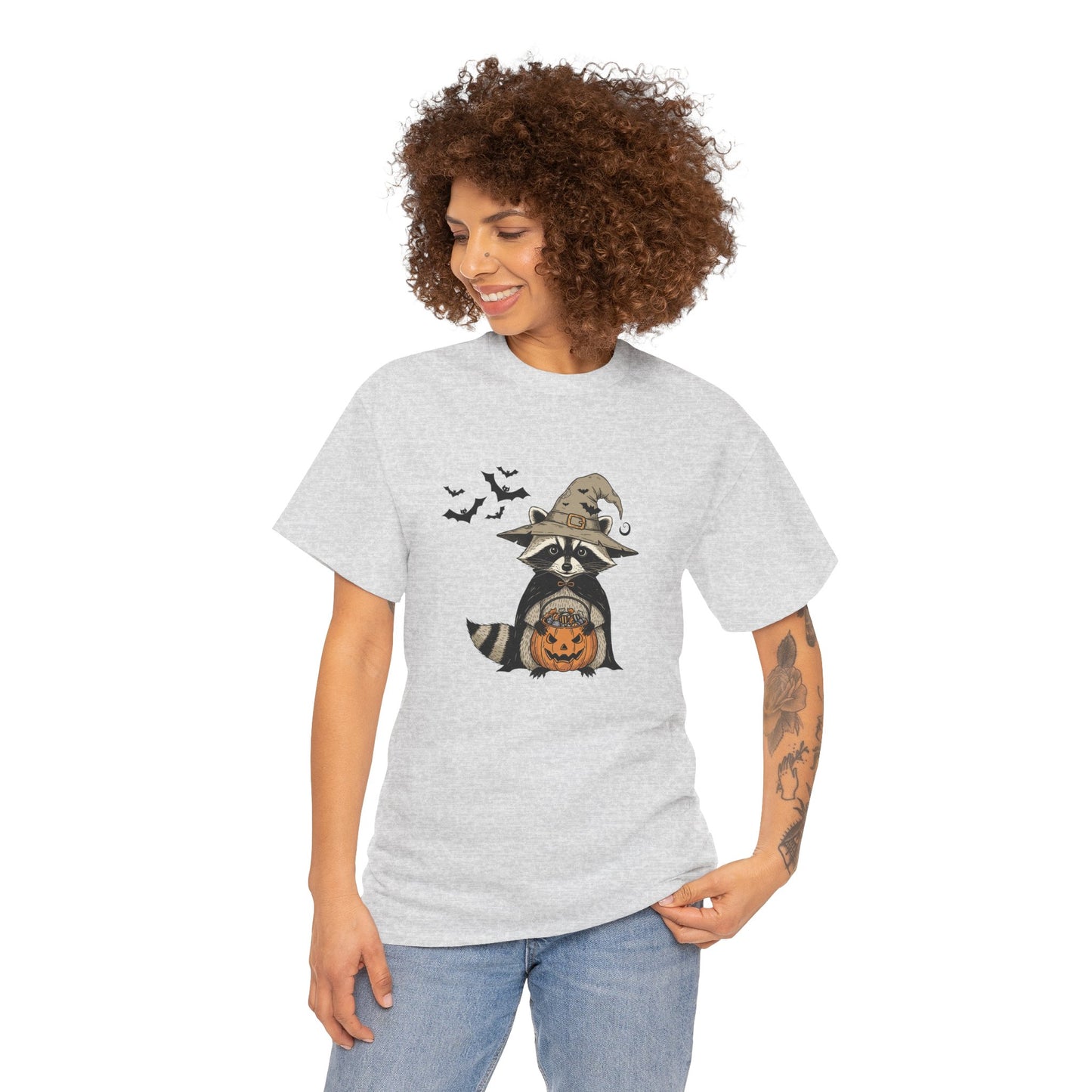 Halloween Raccoon Unisex Heavy Cotton Tee