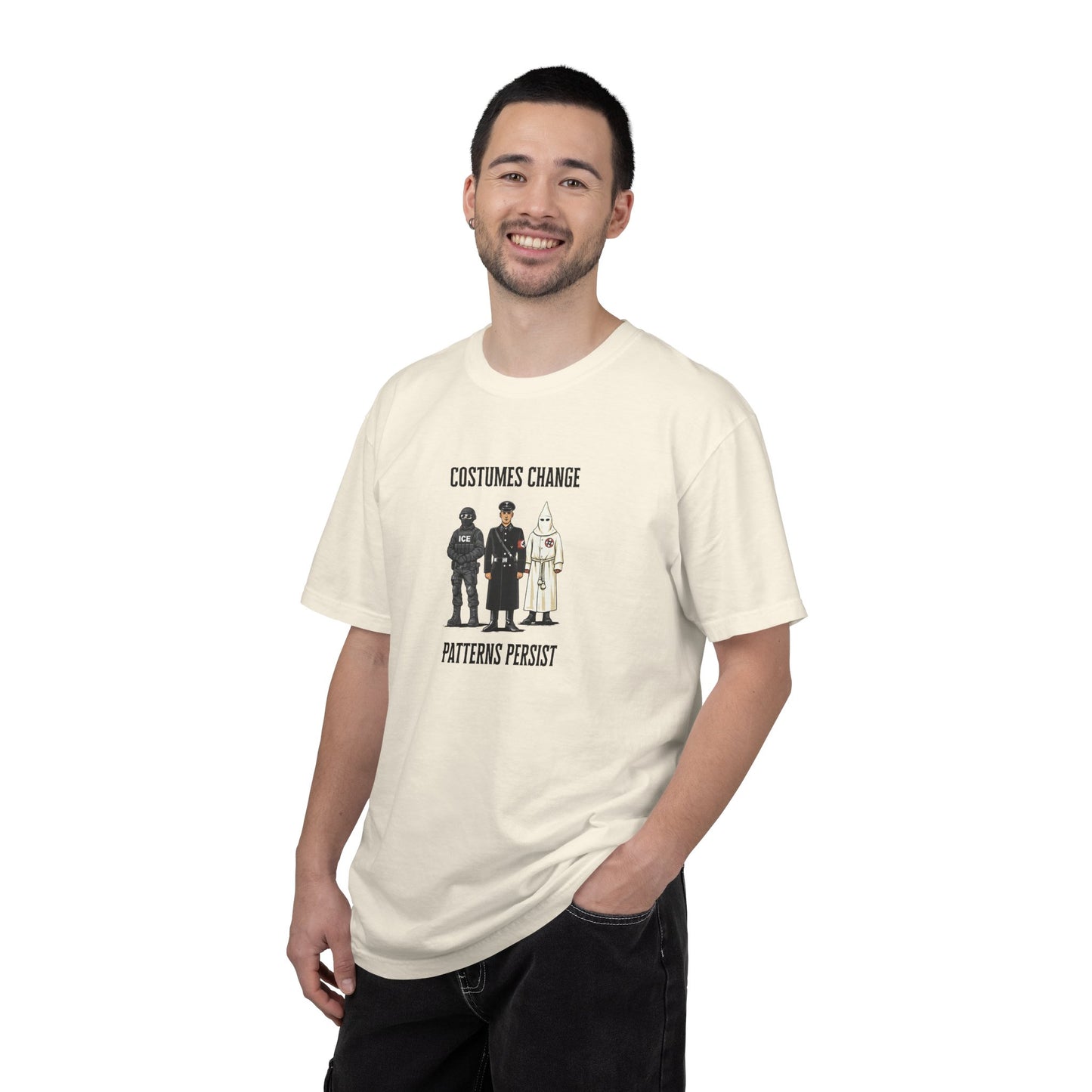 Costumes Change. Patterns Persist. Unisex Garment-Dyed T-shirt