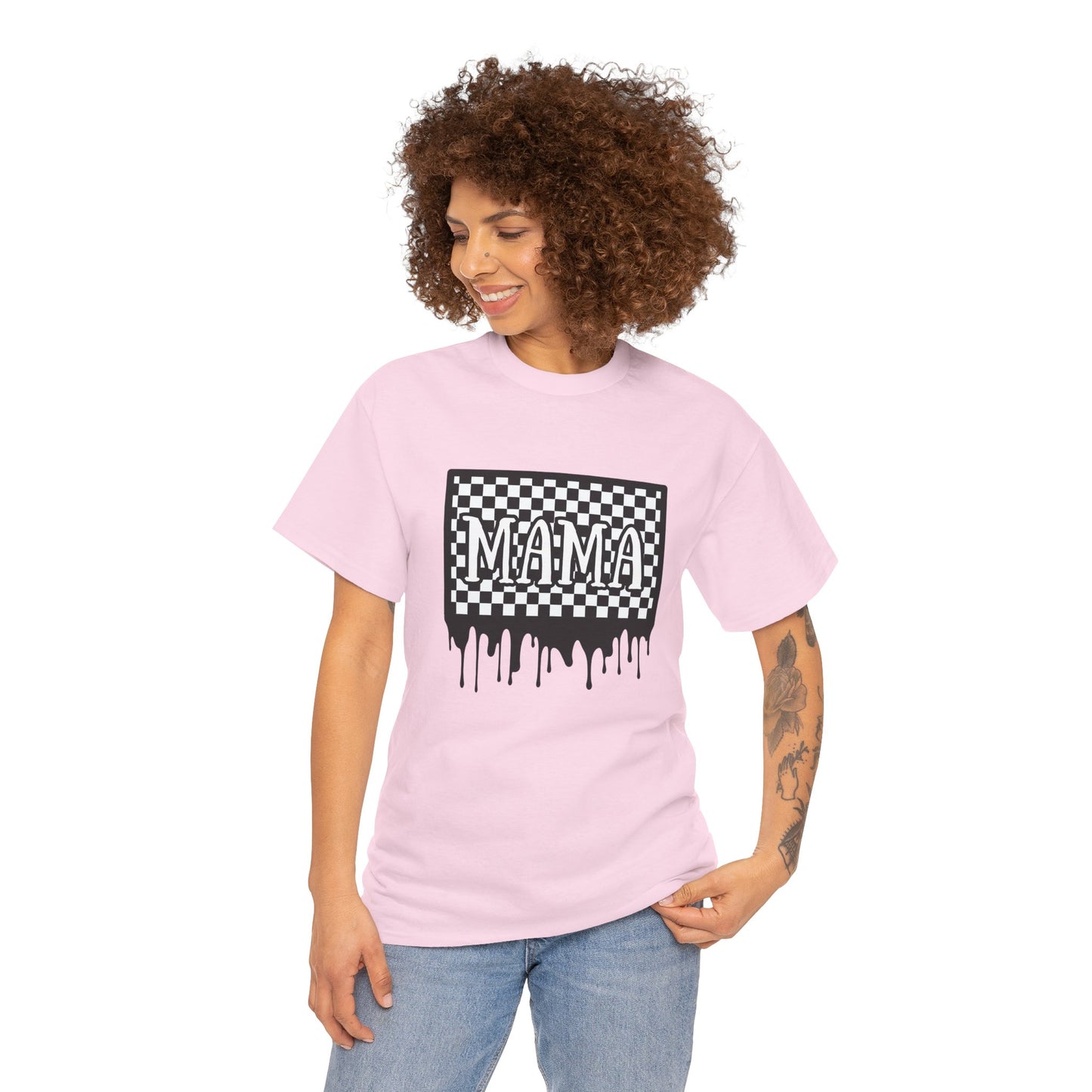 Checkered 'MAMA' Heavy Cotton Tee