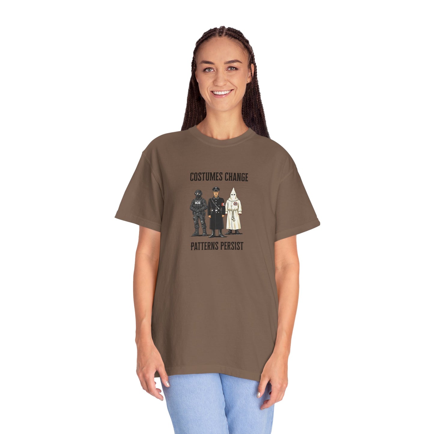 Costumes Change. Patterns Persist. Unisex Garment-Dyed T-shirt