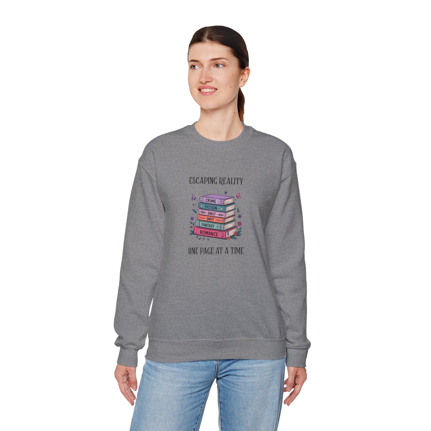 Escaping Reality One Page At A Time Heavy Blend™ Crewneck Sweatshirt