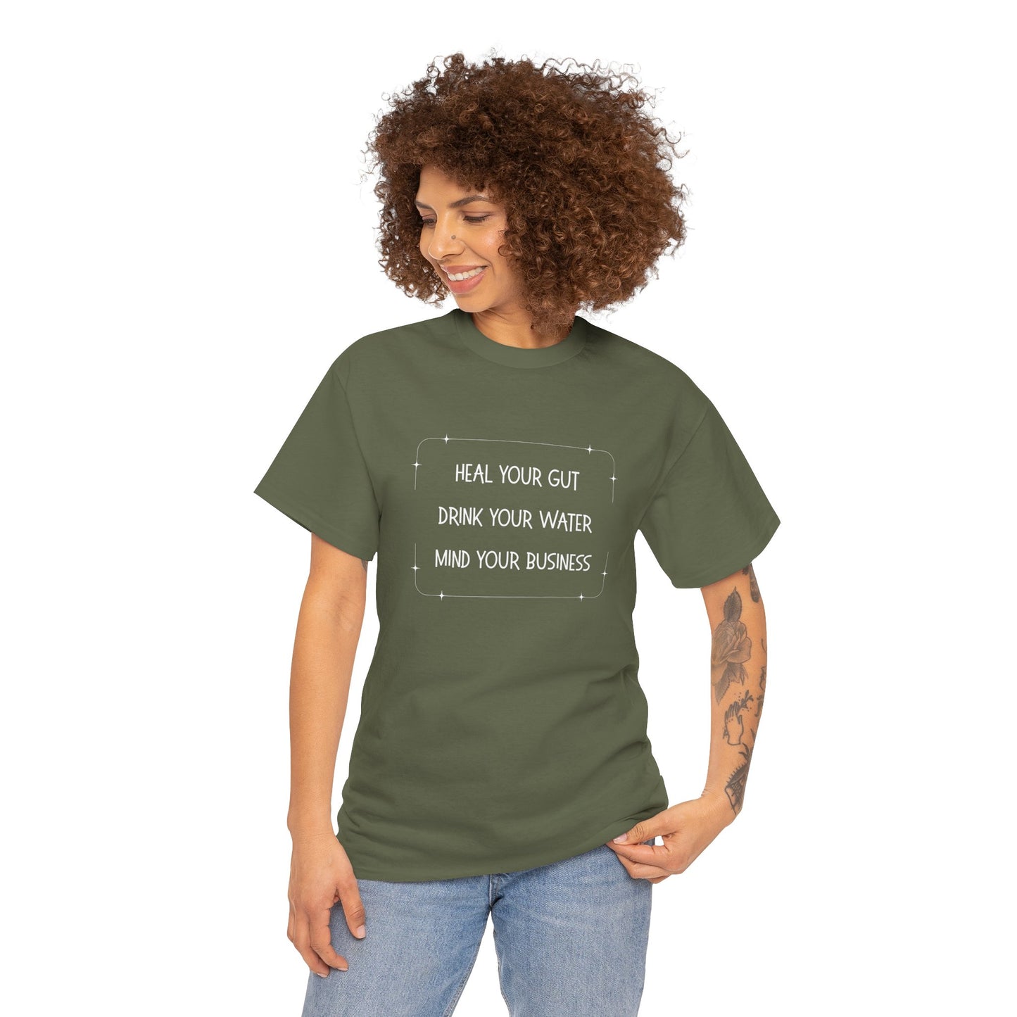 Heal Your Gut, Drink Your Water, Mind Your Business Unisex Heavy Cotton Tee
