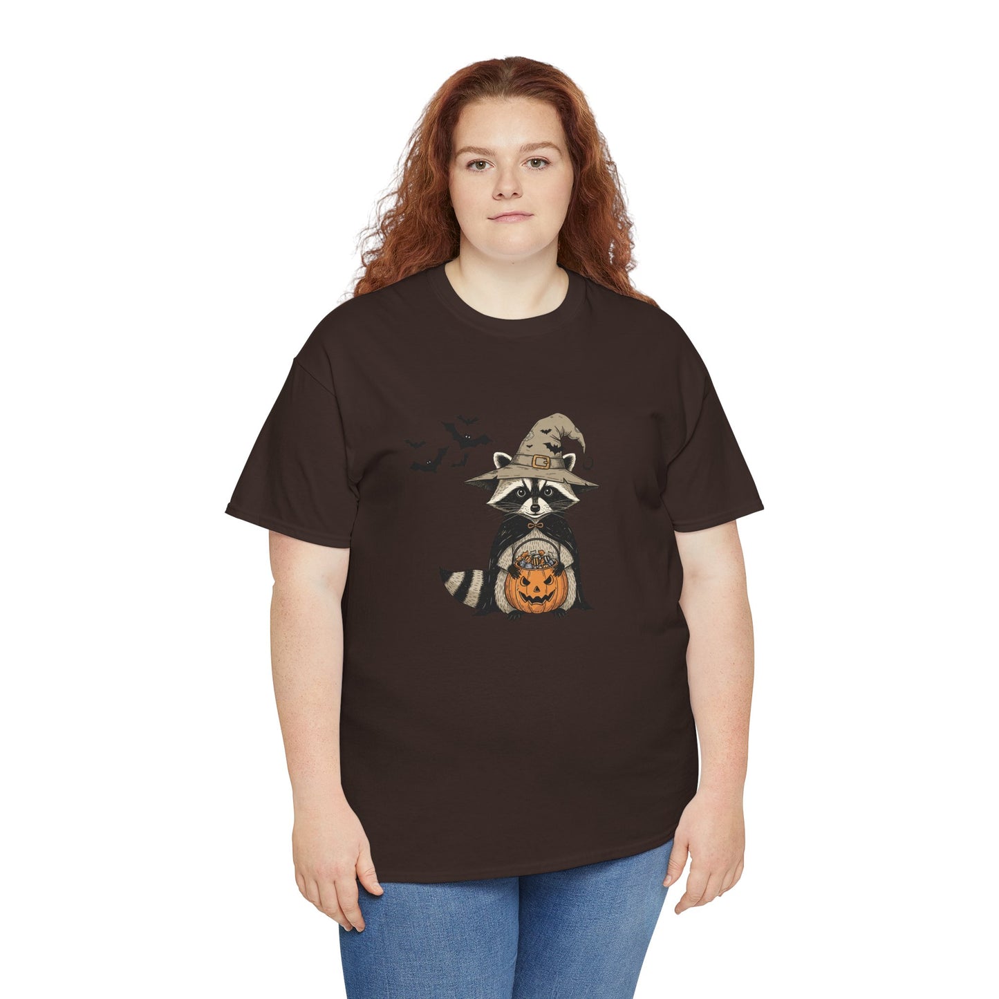 Halloween Raccoon Unisex Heavy Cotton Tee