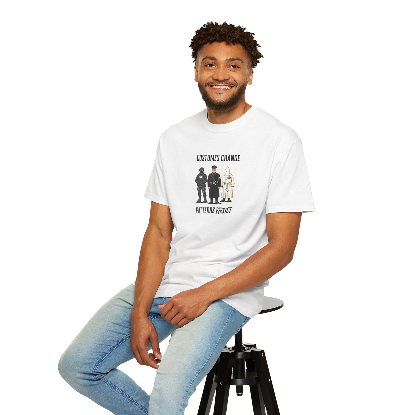 Costumes Change. Patterns Persist. Unisex Garment-Dyed T-shirt