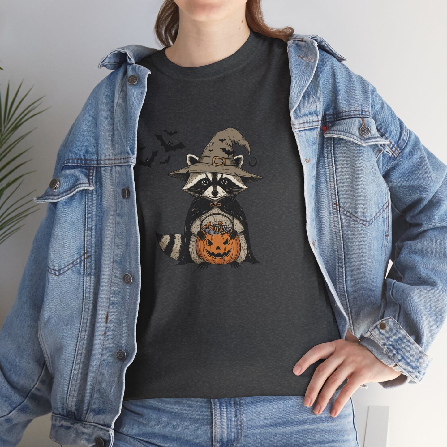 Halloween Raccoon Unisex Heavy Cotton Tee