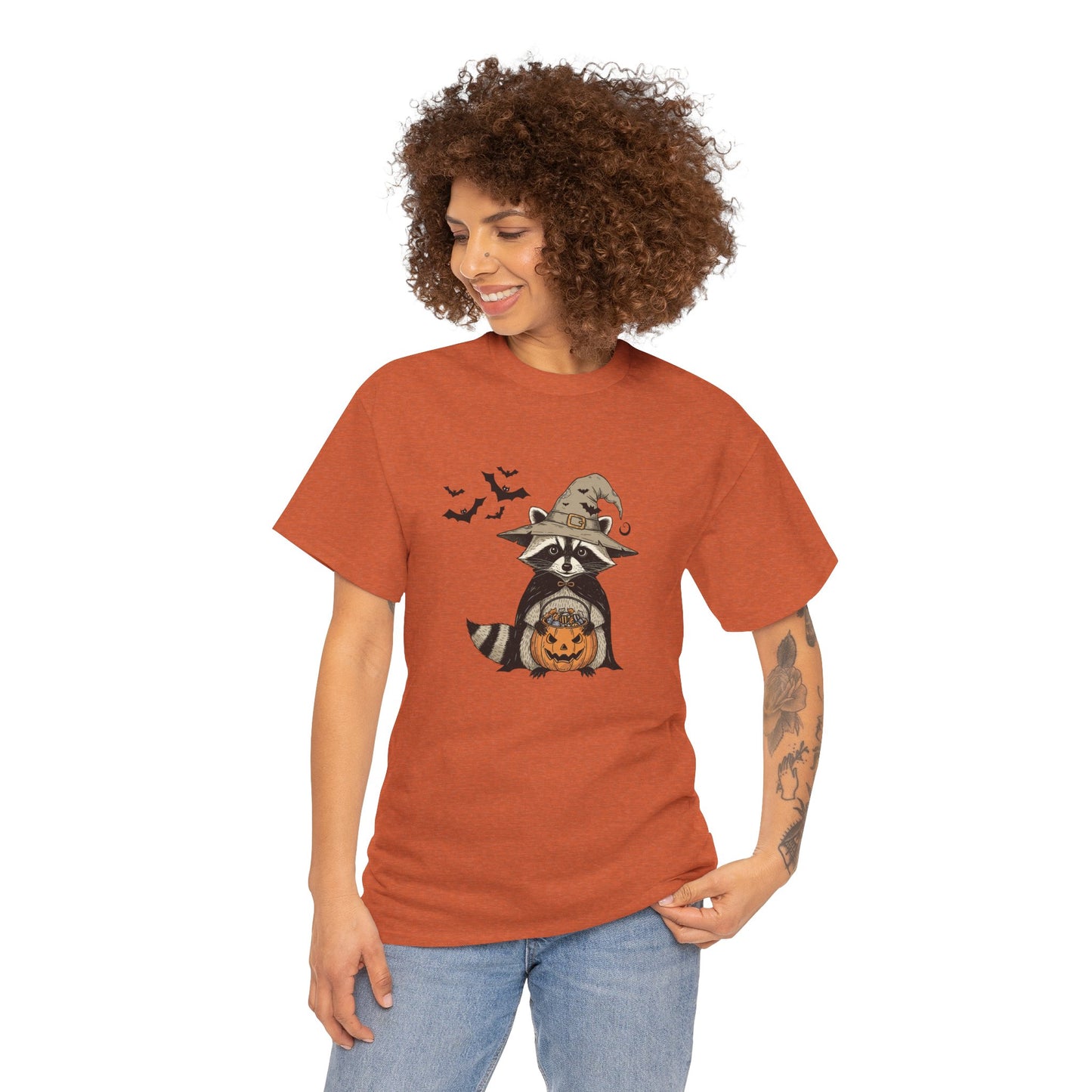 Halloween Raccoon Unisex Heavy Cotton Tee