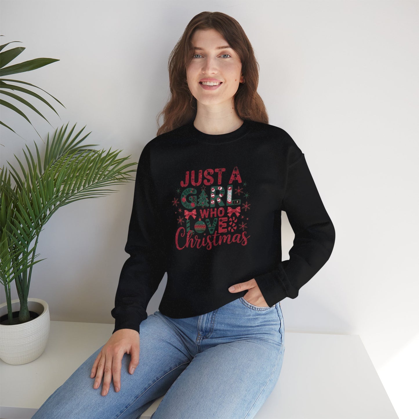 Just A Girl Who Loves Christmas Heavy Blend™ Crewneck Sweatshirt