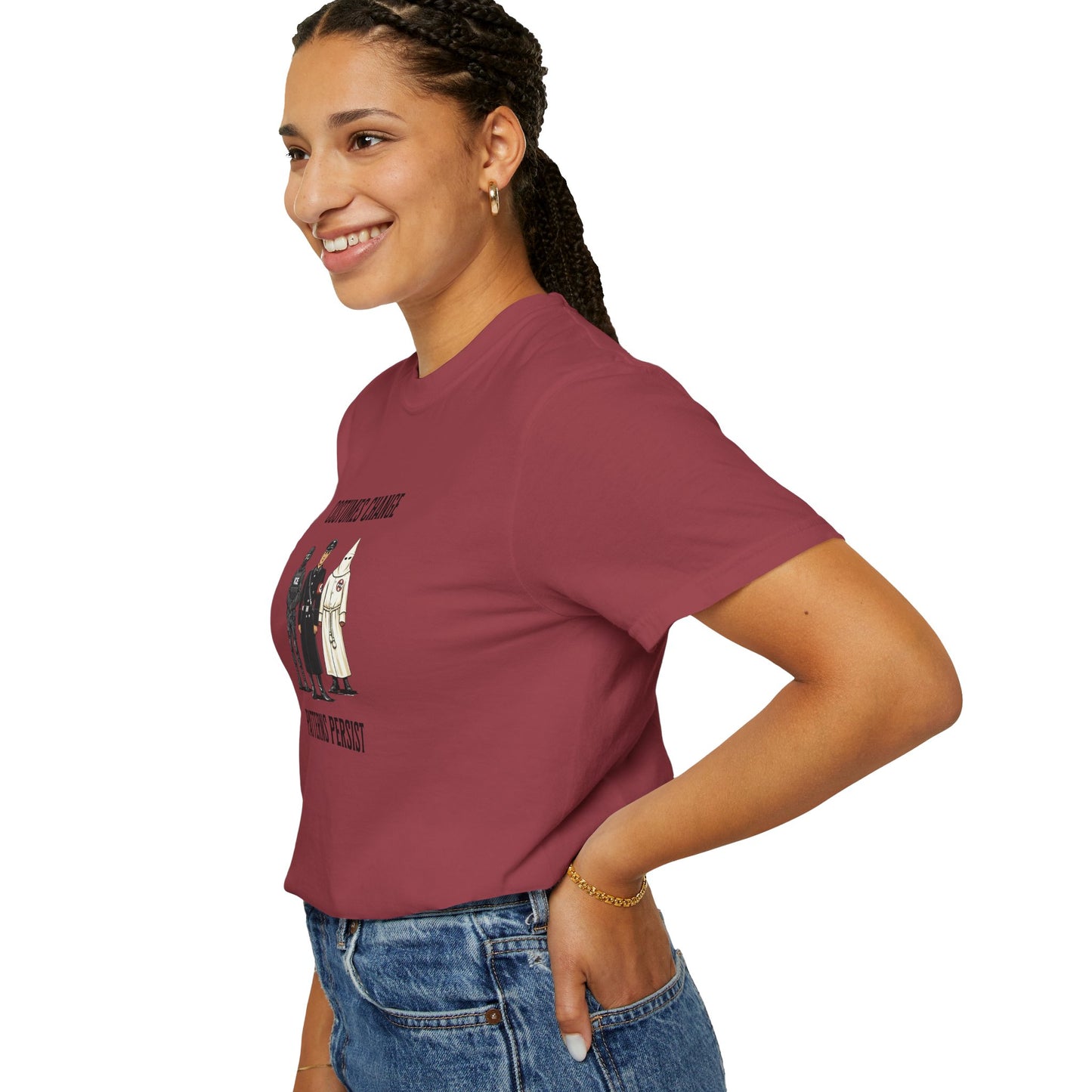 Costumes Change. Patterns Persist. Unisex Garment-Dyed T-shirt