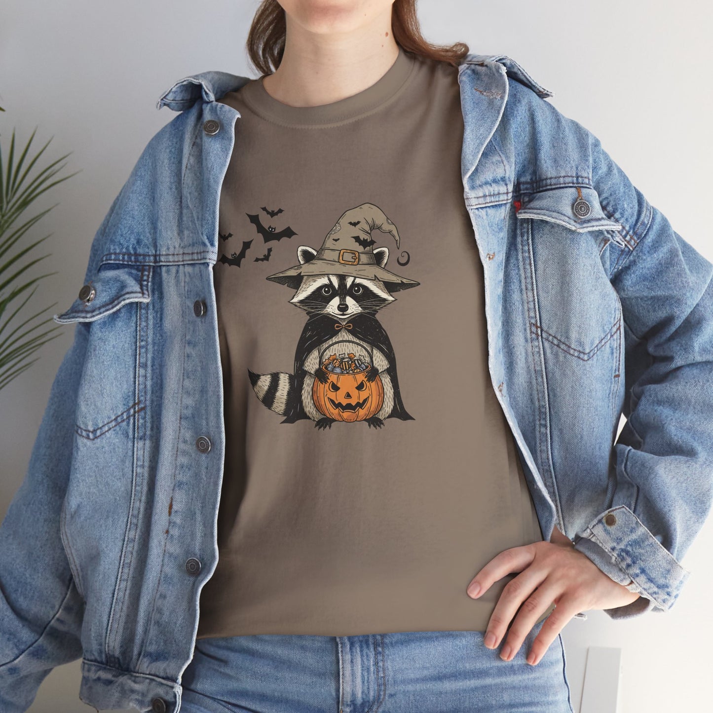 Halloween Raccoon Unisex Heavy Cotton Tee