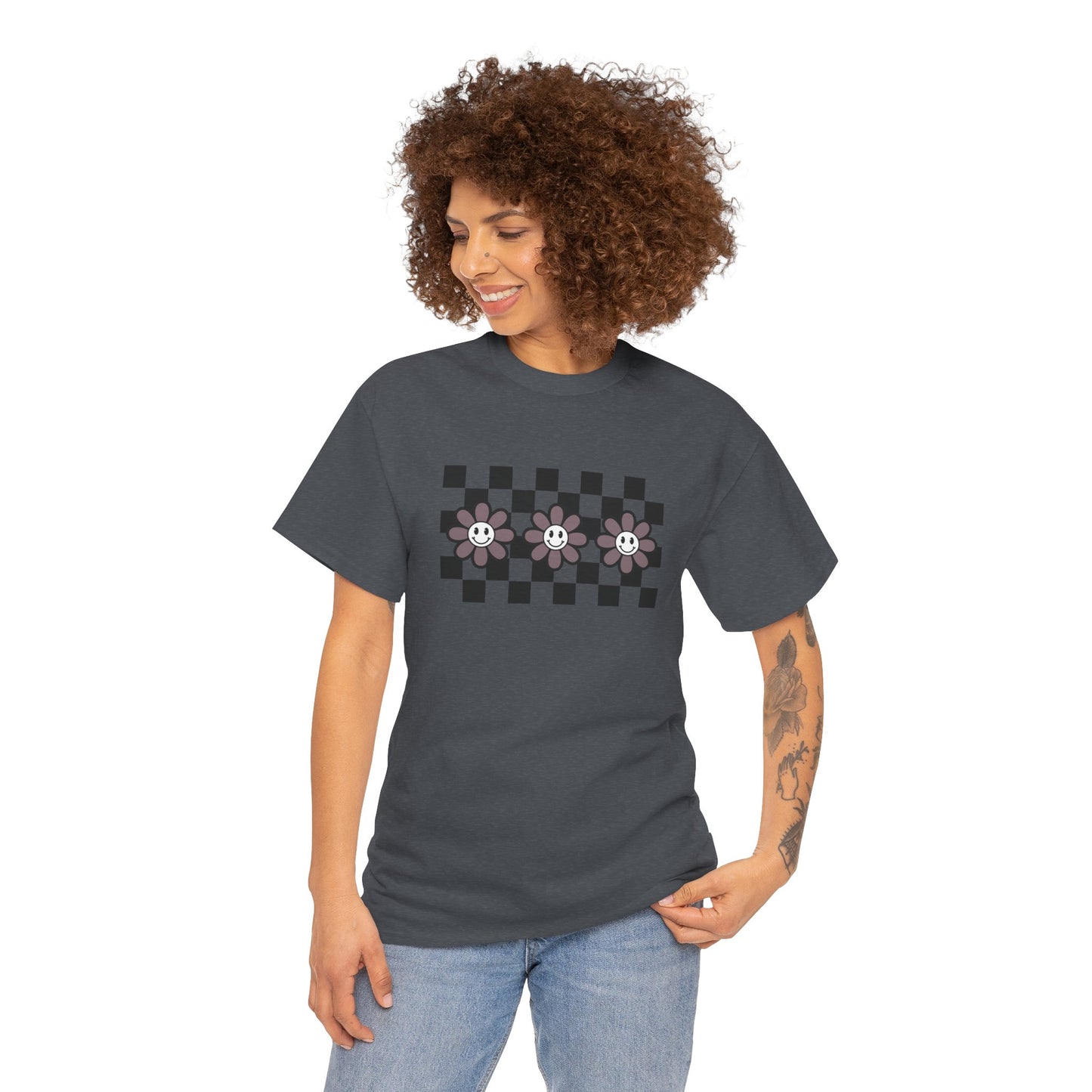 Checkered Flowers Heavy Cotton Tee