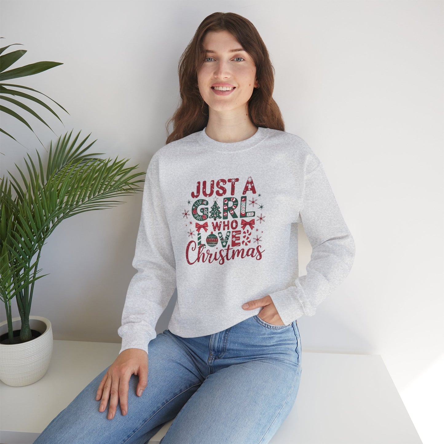Just A Girl Who Loves Christmas Heavy Blend™ Crewneck Sweatshirt