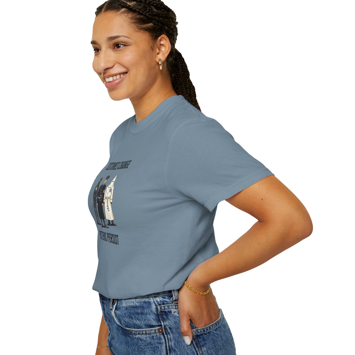 Costumes Change. Patterns Persist. Unisex Garment-Dyed T-shirt
