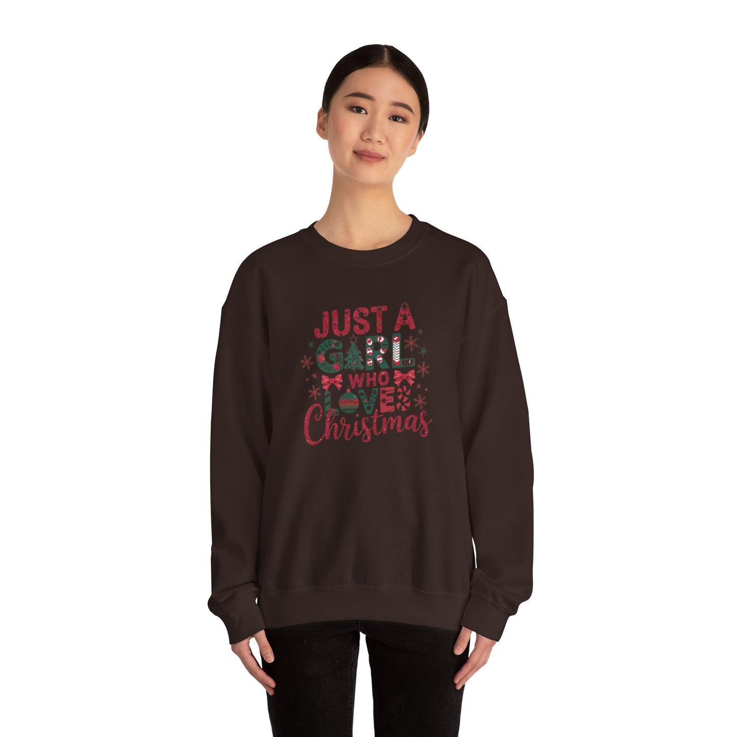 Just A Girl Who Loves Christmas Heavy Blend™ Crewneck Sweatshirt