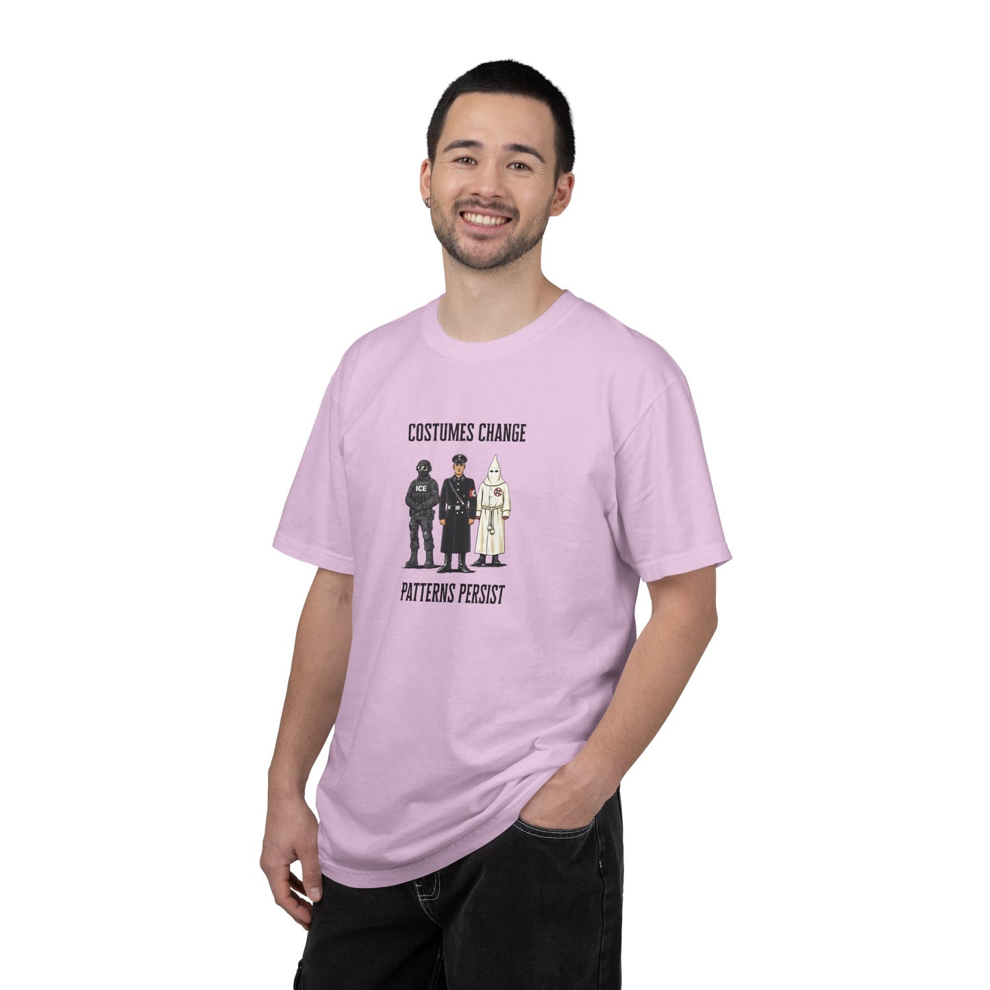 Costumes Change. Patterns Persist. Unisex Garment-Dyed T-shirt