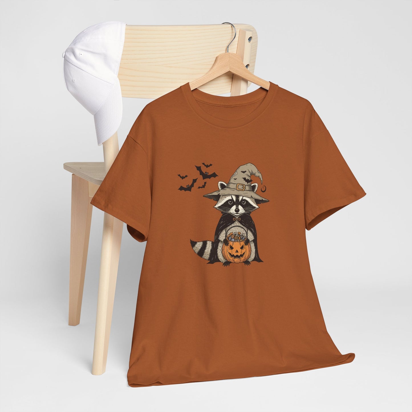 Halloween Raccoon Unisex Heavy Cotton Tee