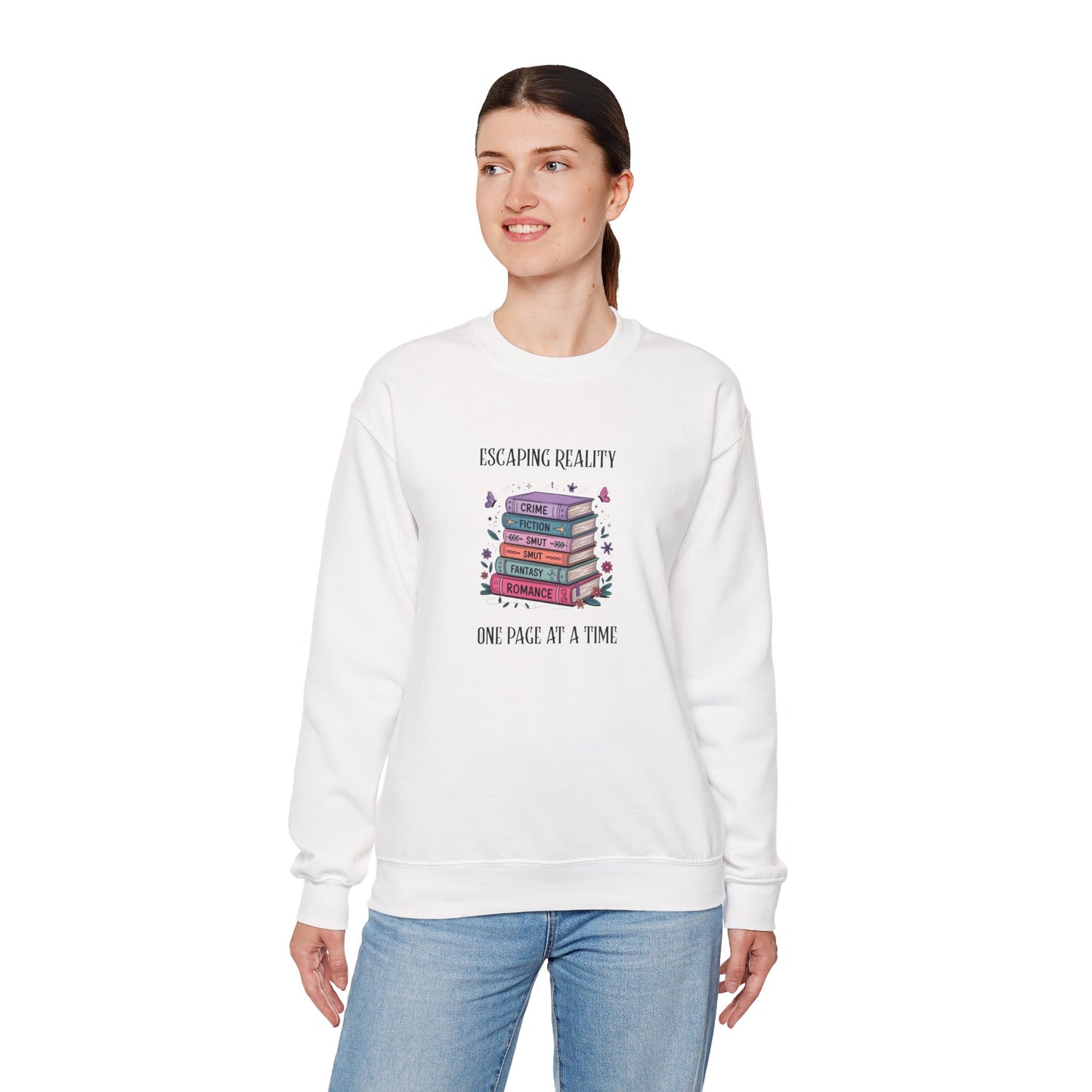 Escaping Reality One Page At A Time Heavy Blend™ Crewneck Sweatshirt