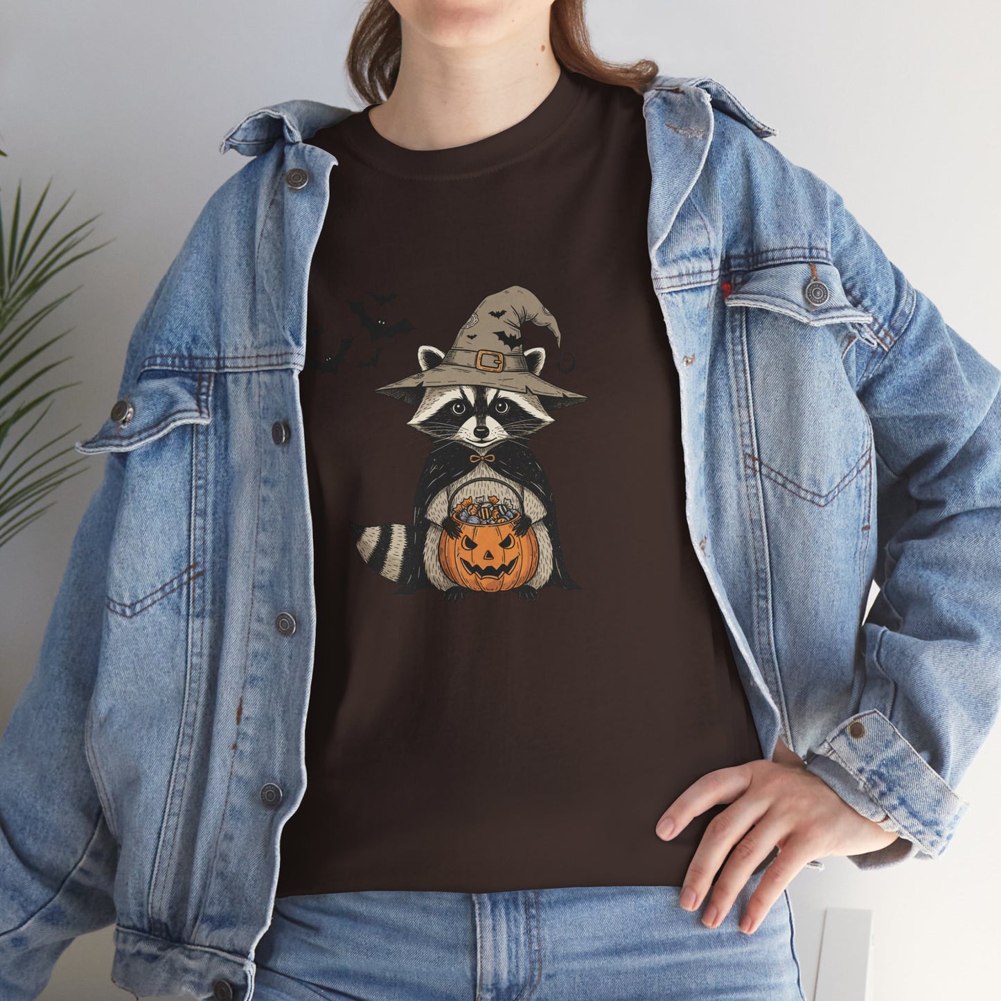 Halloween Raccoon Unisex Heavy Cotton Tee