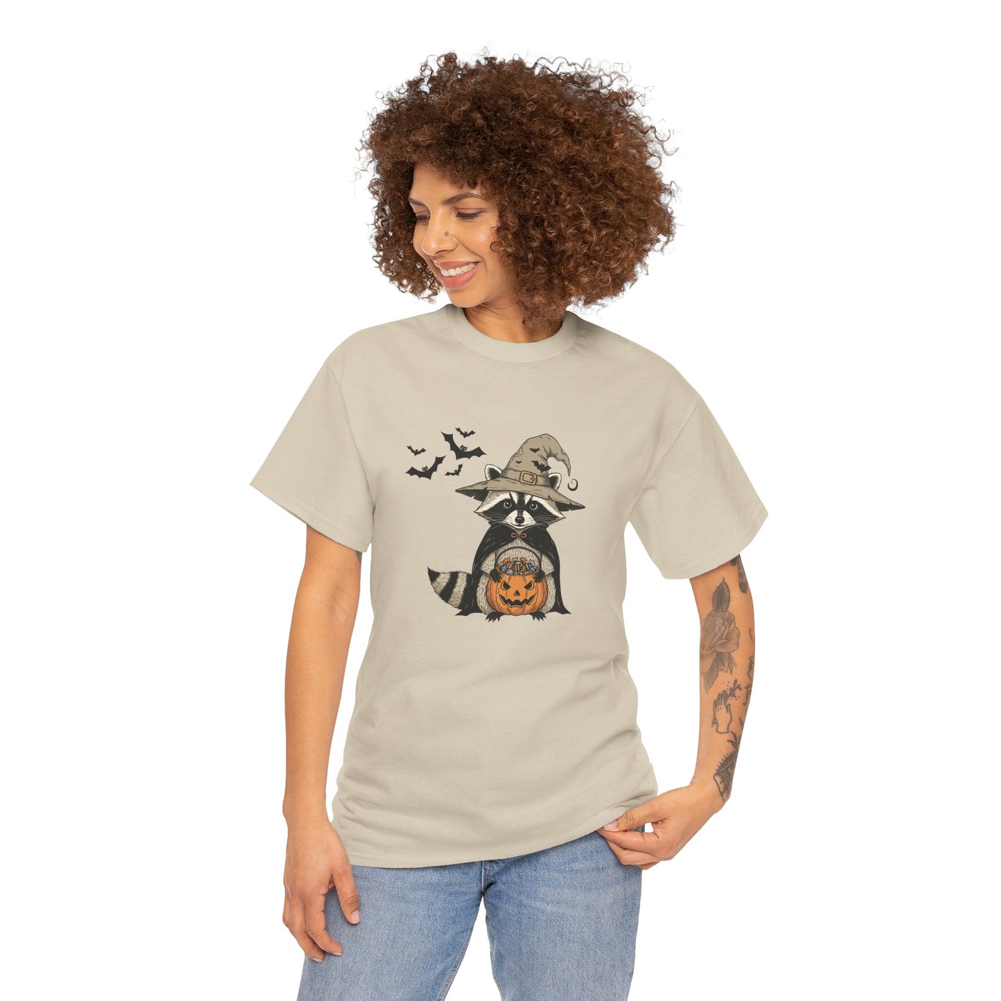 Halloween Raccoon Unisex Heavy Cotton Tee