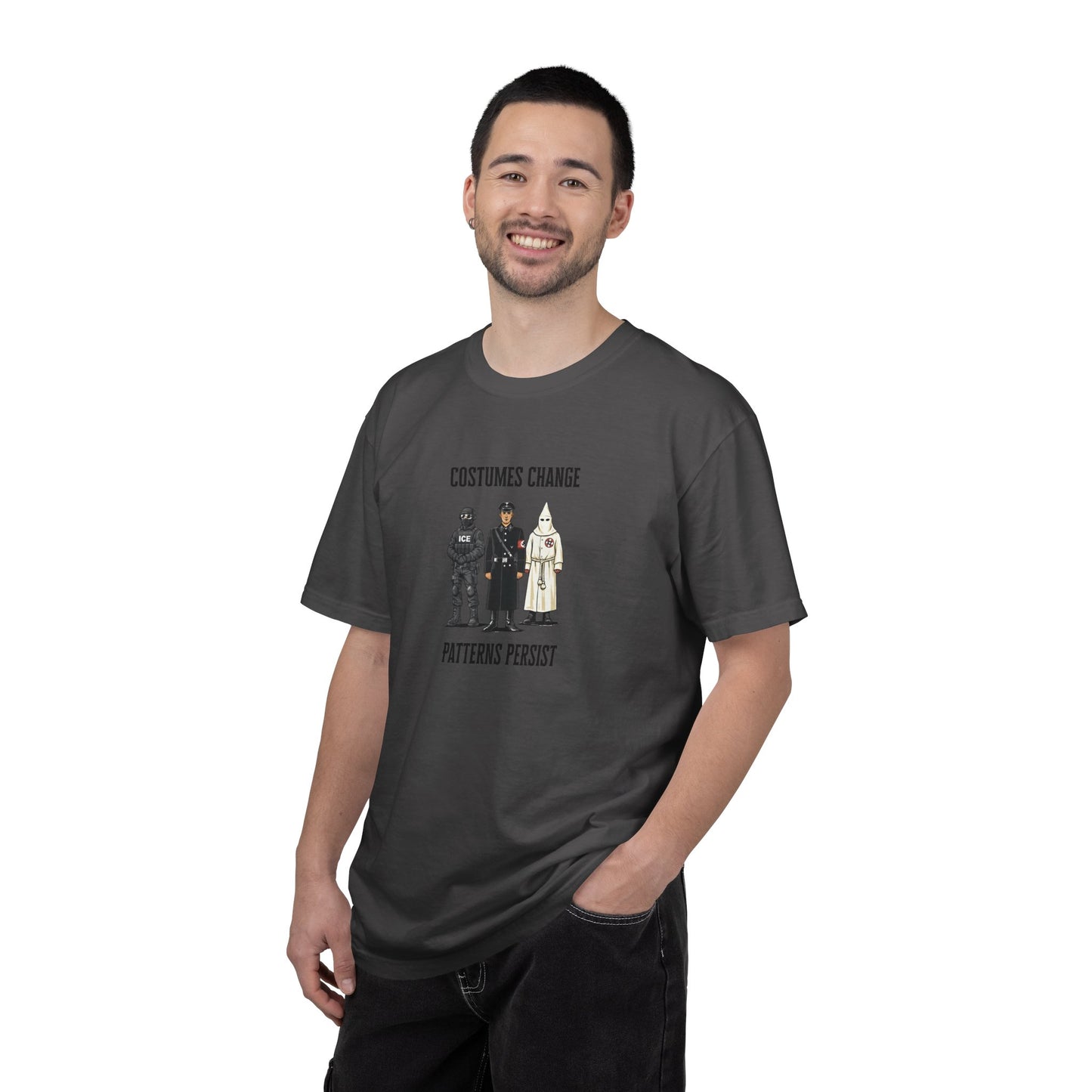 Costumes Change. Patterns Persist. Unisex Garment-Dyed T-shirt