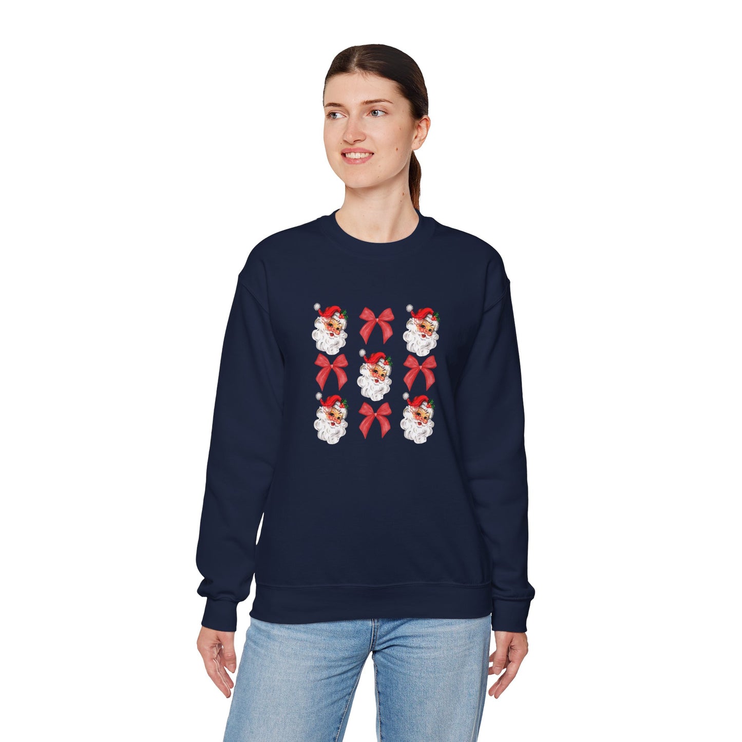 Christmas Bows & Santa Unisex Heavy Blend™ Crewneck Sweatshirt