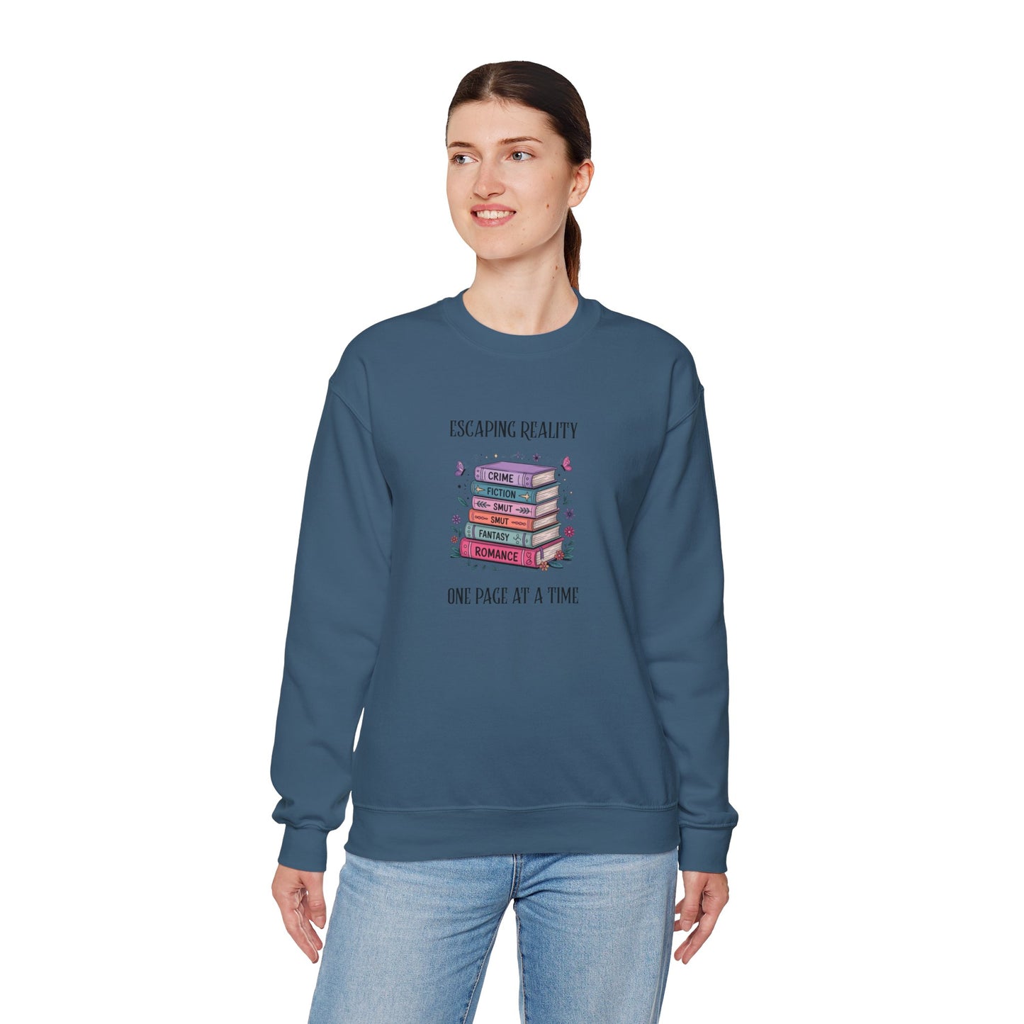 Escaping Reality One Page At A Time Heavy Blend™ Crewneck Sweatshirt