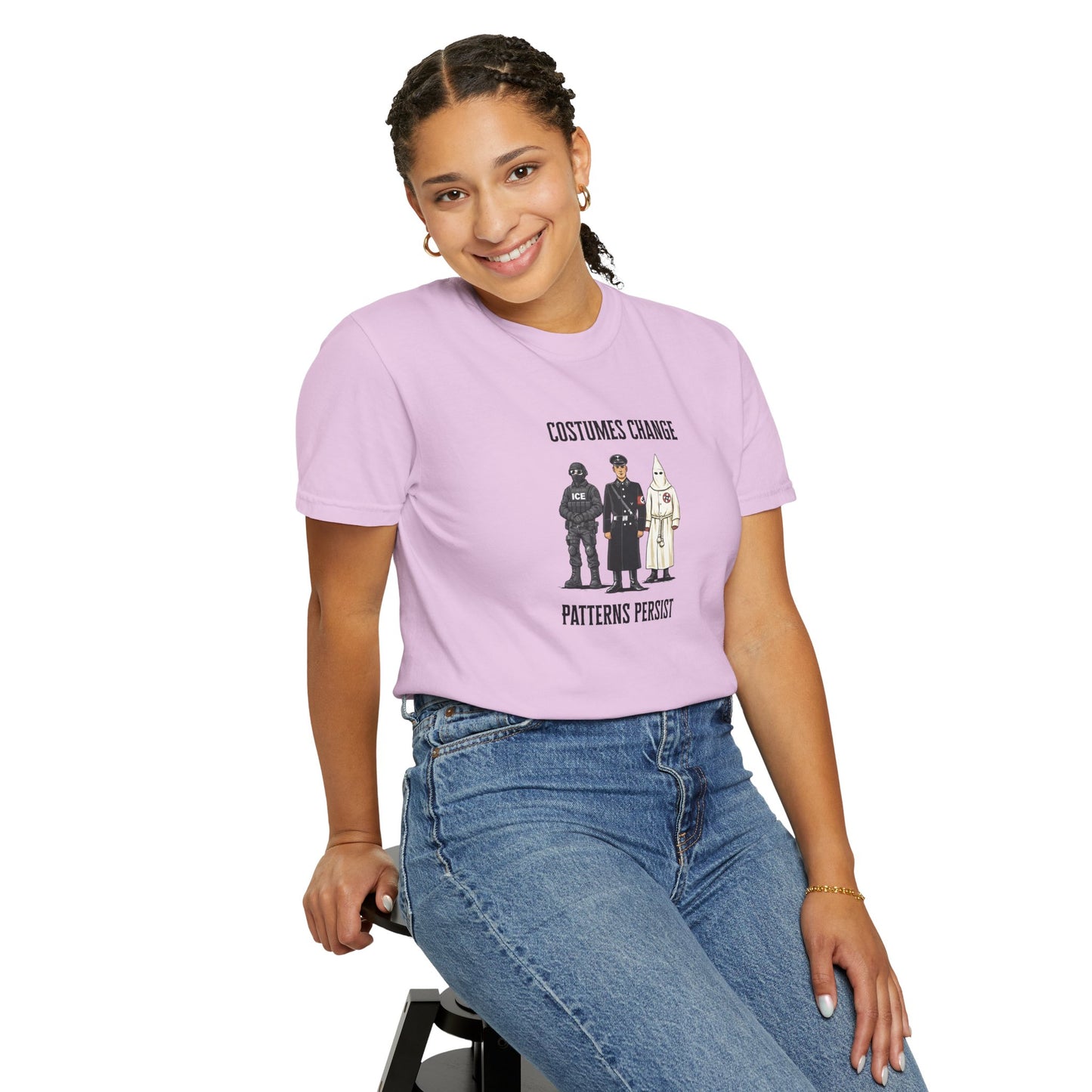 Costumes Change. Patterns Persist. Unisex Garment-Dyed T-shirt