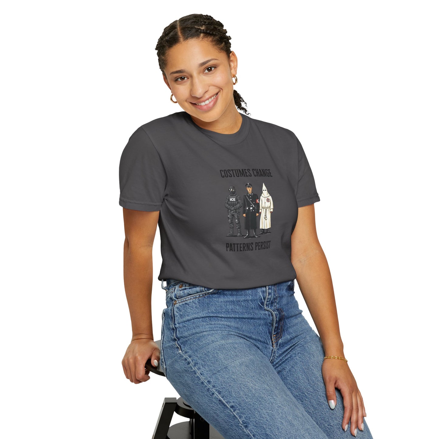 Costumes Change. Patterns Persist. Unisex Garment-Dyed T-shirt
