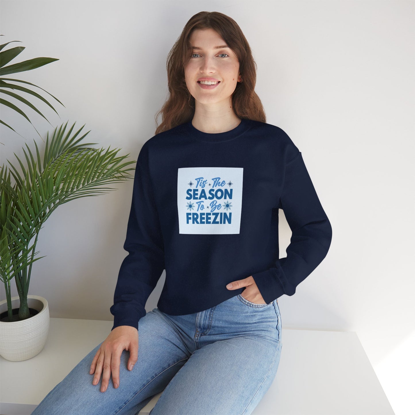 Tis The Season To Be Freezin Unisex Heavy Blend™ Crewneck Sweatshirt